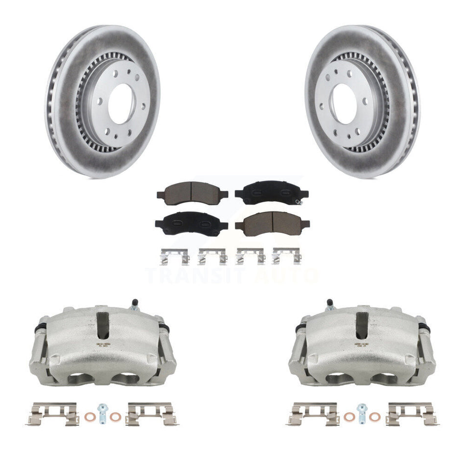 Front Brake Caliper Coat Rotor Ceramic Pad Kit For Chevrolet Trailblazer GMC Envoy Buick KCG-100584C