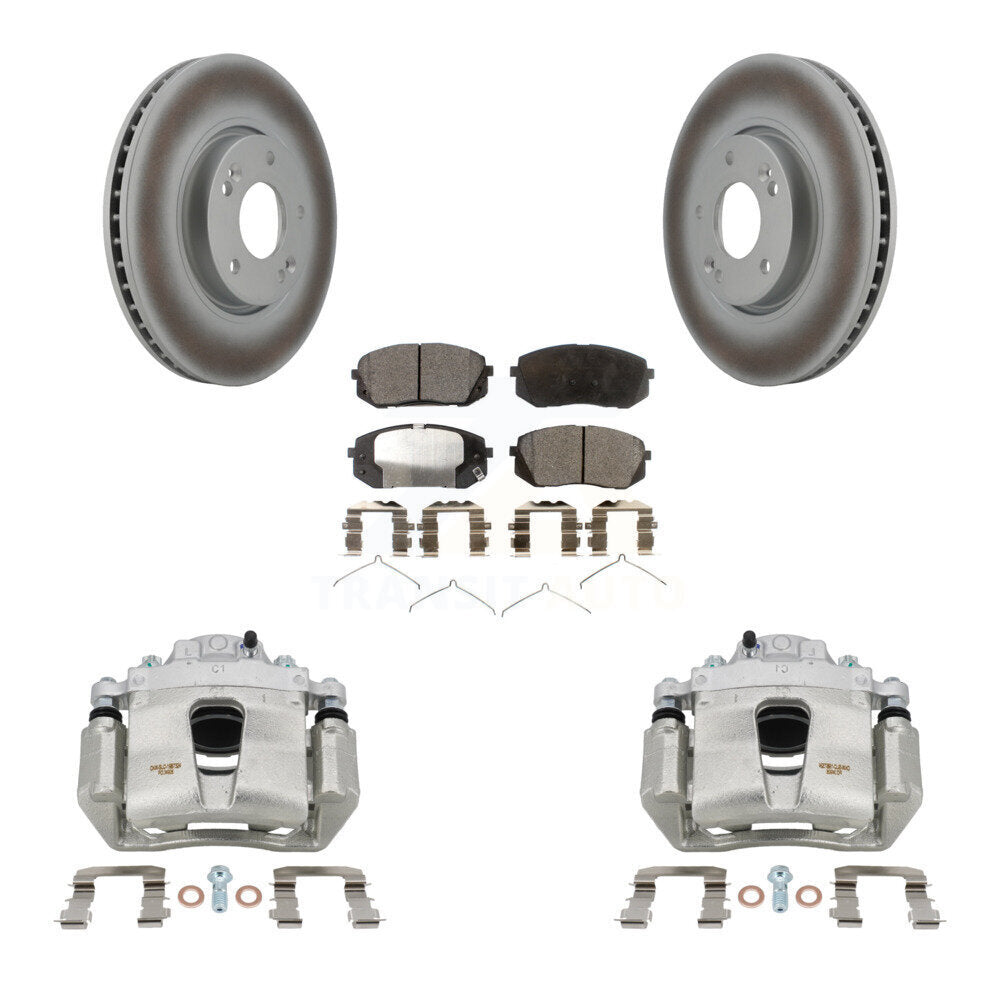 Front Disc Brake Caliper Coated Rotors And Semi-Metallic Pads Kit For Hyundai Sonata KCG-100584P