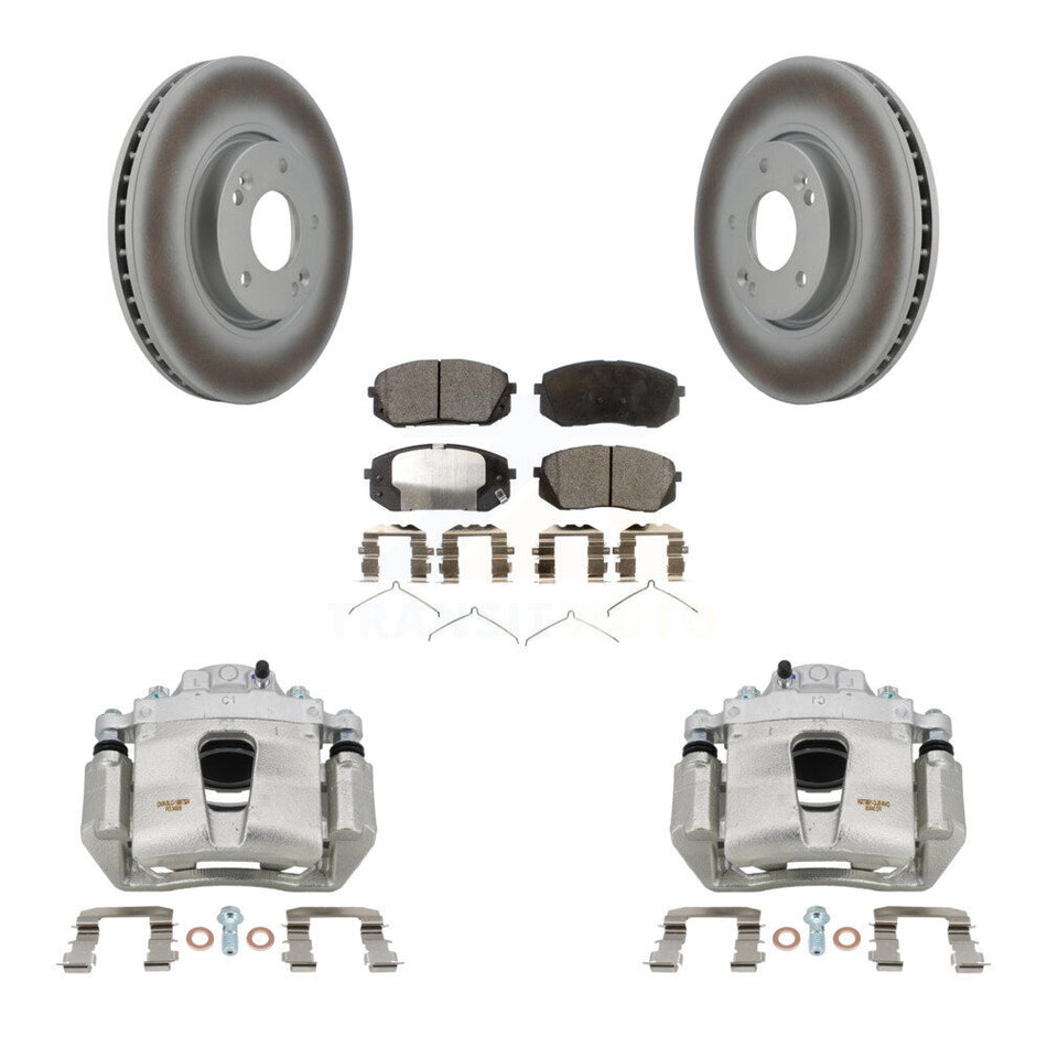 Front Disc Brake Caliper Coated Rotors And Semi-Metallic Pads Kit For Hyundai Sonata KCG-100584P