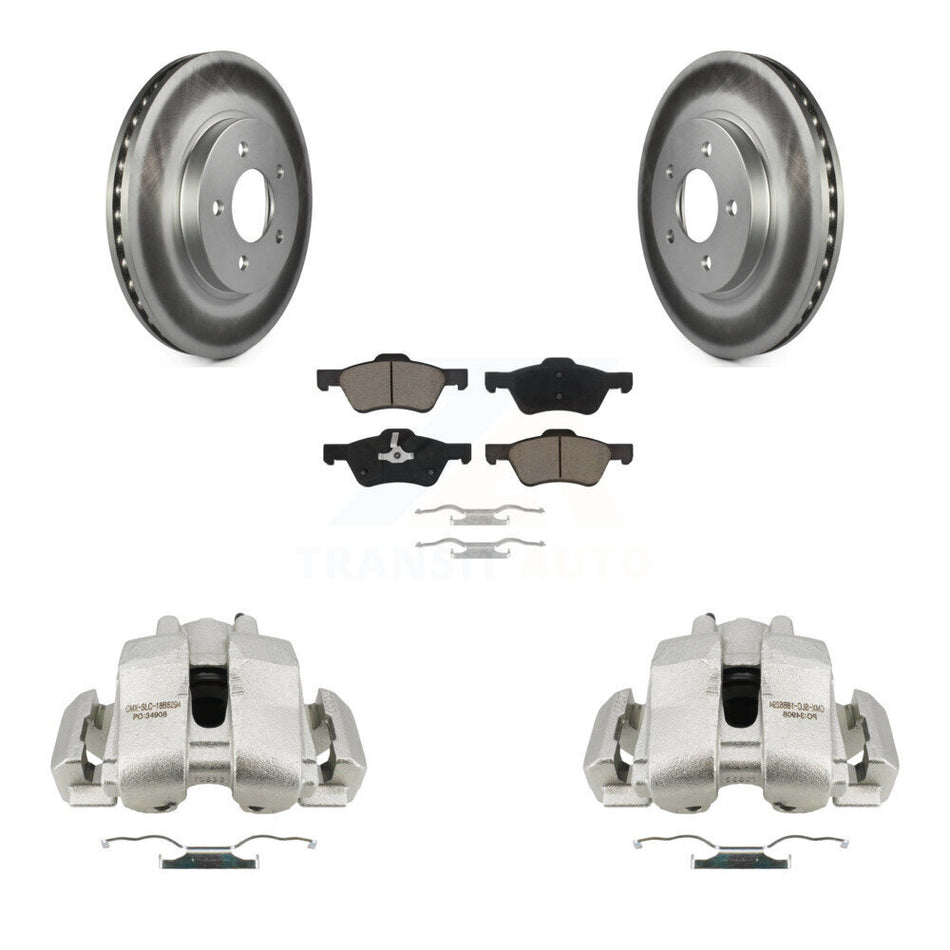 Front Disc Brake Caliper Coat Rotors And Ceramic Pad Kit For Ford Escape Mercury Mariner KCG-100585C