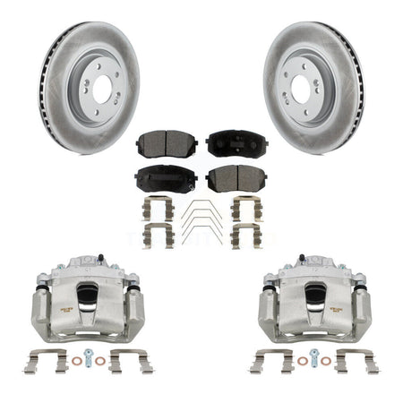 Front Disc Brake Caliper Coat Rotors Semi-Metallic Pad Kit For Hyundai Sonata Kia Optima KCG-100585P