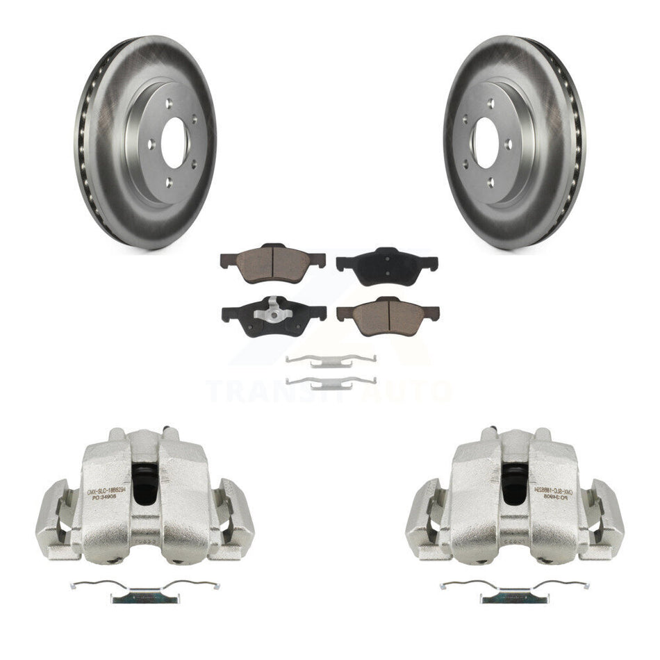 Front Disc Brake Caliper Coated Rotors And Ceramic Pad Kit For Ford Escape Mazda Tribute KCG-100586C