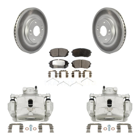 Front Disc Brake Caliper Coat Rotors Semi-Metallic Pad Kit For Hyundai Sonata Kia Optima KCG-100586P