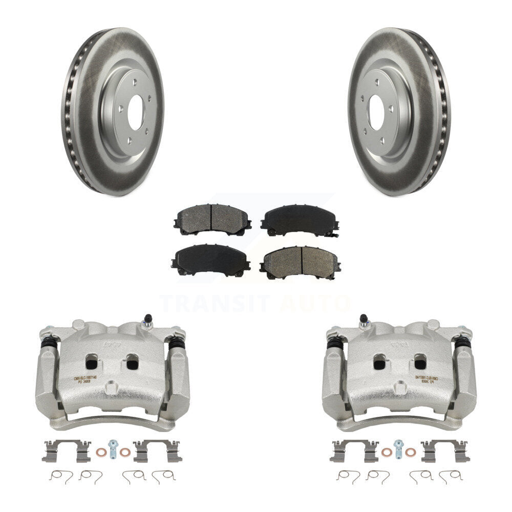 Front Disc Brake Caliper Coated Rotors And Semi-Metallic Pads Kit For Nissan Rogue KCG-100587S