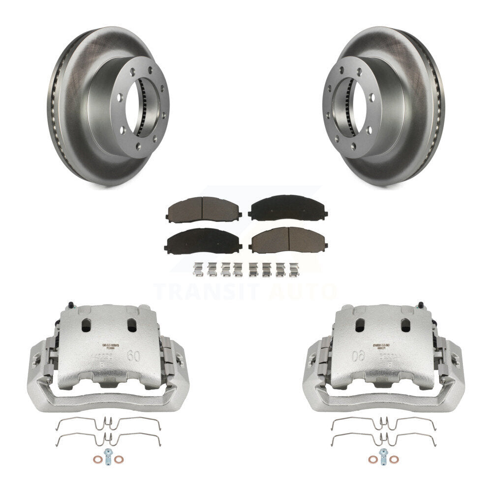 Front Disc Brake Caliper Coated Rotors And Ceramic Pads Kit For Ford F-450 Super Duty KCG-100588C
