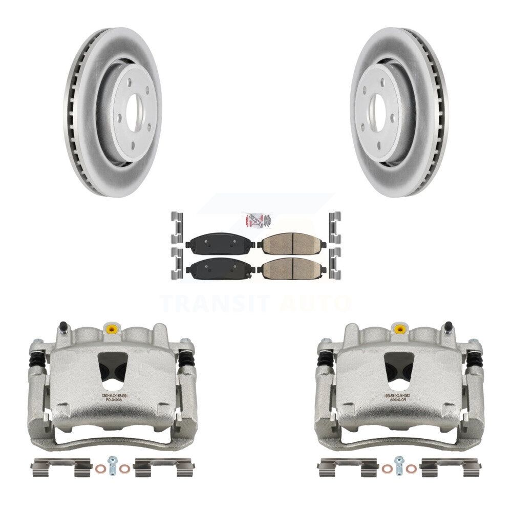 Front Disc Brake Caliper Coat Rotors & Ceramic Pad Kit For Jeep Grand Cherokee Commander KCG-100588N