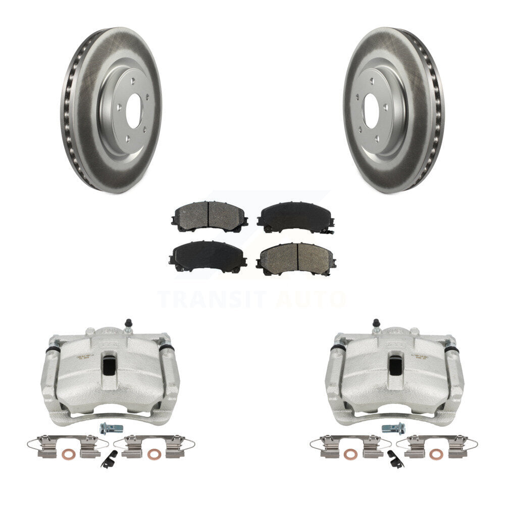 Front Disc Brake Caliper Coated Rotors And Semi-Metallic Pads Kit For Nissan Rogue KCG-100588S