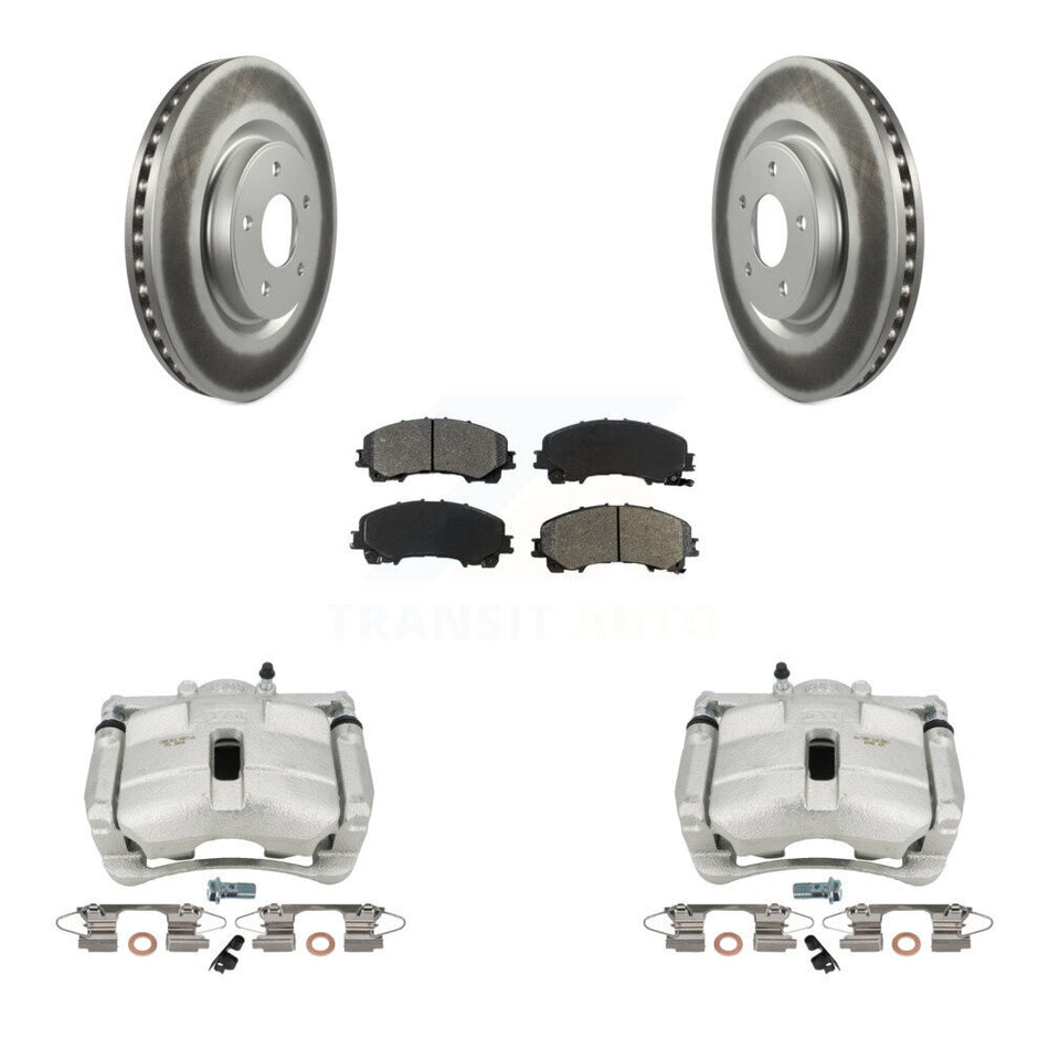 Front Disc Brake Caliper Coated Rotors And Semi-Metallic Pads Kit For Nissan Rogue KCG-100588S