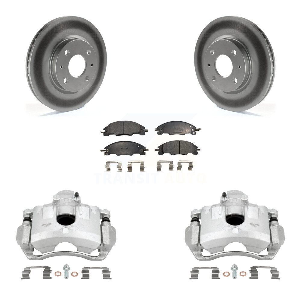 Front Disc Brake Caliper Coated Rotors And Ceramic Pads Kit For Ford Focus KCG-100588T