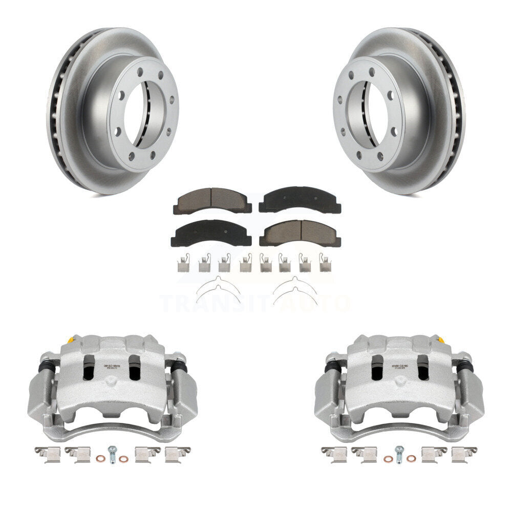Front Brake Caliper Coat Rotor Ceramic Pad Kit For Ford F-350 Super Duty F-250 Excursion KCG-100589C