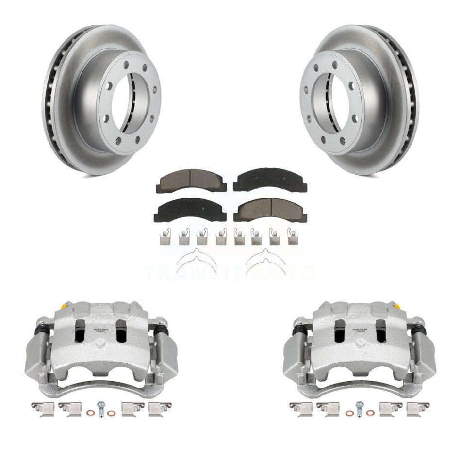 Front Brake Caliper Coat Rotor Ceramic Pad Kit For Ford F-350 Super Duty F-250 Excursion KCG-100589C