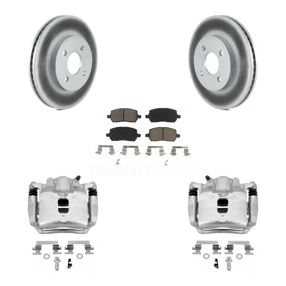 Front Brake Caliper Coat Rotor & Ceramic Pad Kit For Saturn Ion Chevrolet Cobalt Pontiac KCG-100590C