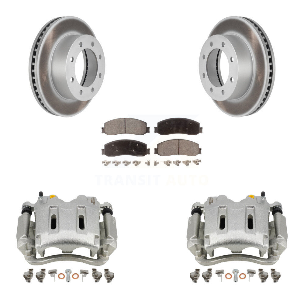 Front Disc Brake Caliper Coat Rotors Ceramic Pad Kit For Ford F-250 Super Duty F-350 4WD KCG-100590T