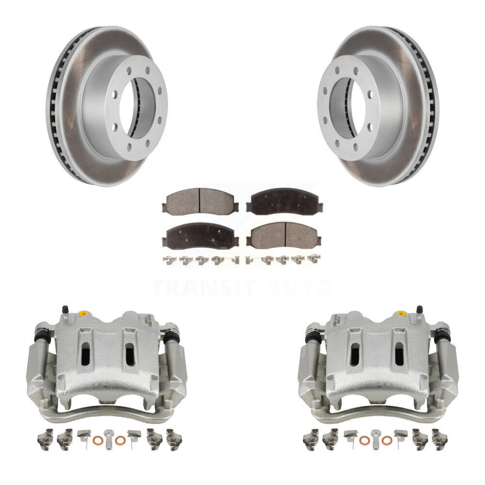Front Disc Brake Caliper Coat Rotors Ceramic Pad Kit For Ford F-250 Super Duty F-350 4WD KCG-100590T