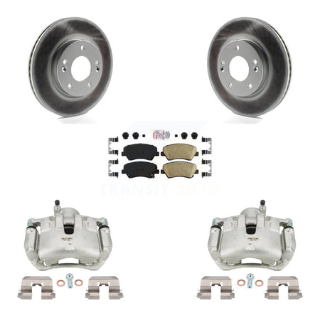 Front Disc Brake Caliper Coated Rotors And Ceramic Pads Kit For 2012 Hyundai Veloster KCG-100591N