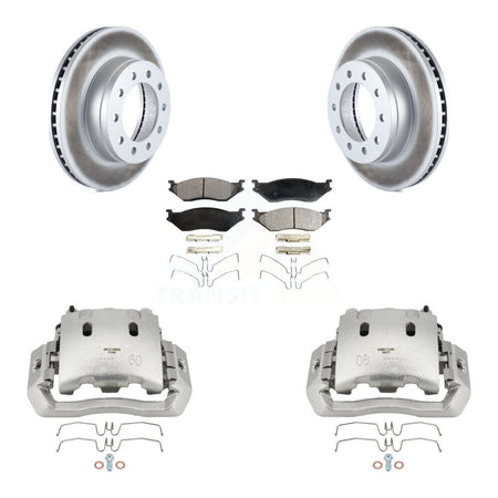 Front Brake Caliper Coat Rotor And Ceramic Pad Kit For Ford F-450 Super Duty F-550 CF500 KCG-100592T