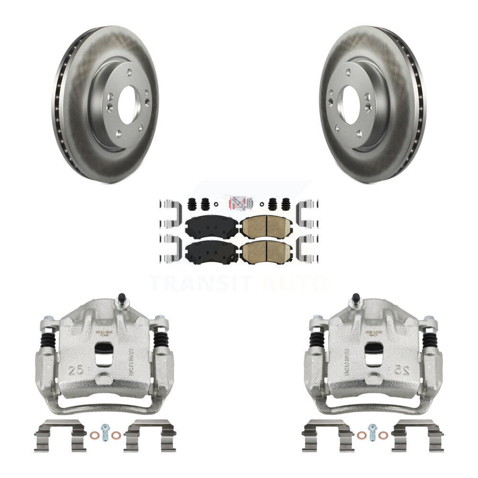 Front Disc Brake Caliper Coated Rotors And Ceramic Pads Kit For 2012-2013 Kia Soul KCG-100593N