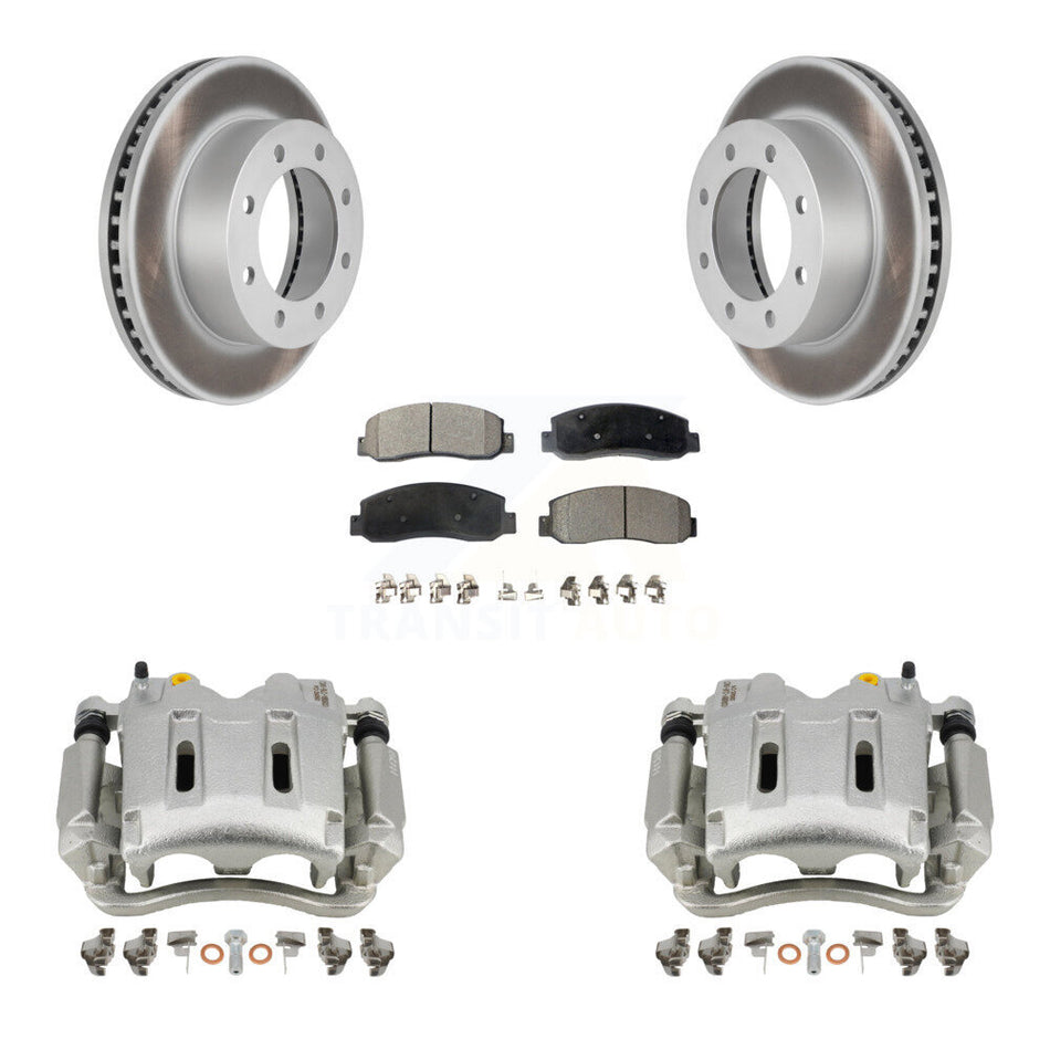 Front Disc Brake Caliper Coat Rotors And Ceramic Pad Kit For Ford F-250 Super Duty F-350 KCG-100593T