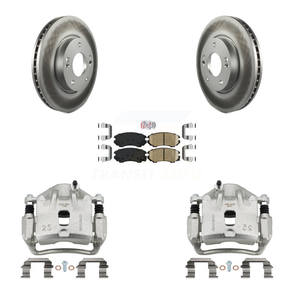 Front Disc Brake Caliper Coated Rotors And Ceramic Pads Kit For 2012-2013 Kia Soul KCG-100594N