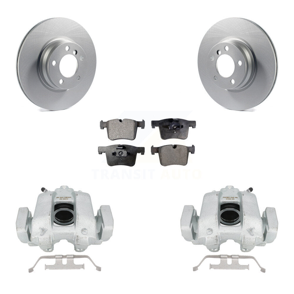 Front Disc Brake Caliper Coated Rotors And Semi-Metallic Pads Kit For BMW 330e KCG-100595P