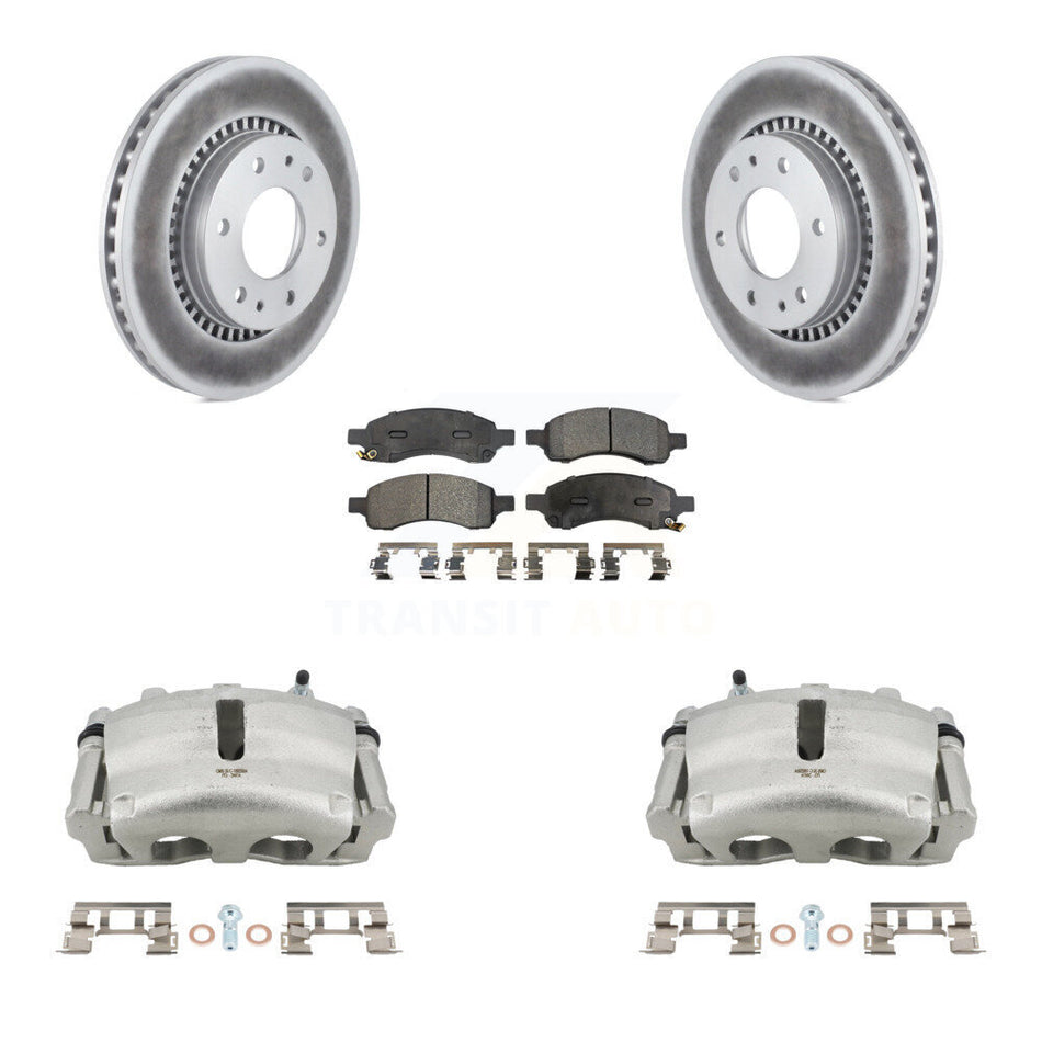 Front Brake Caliper Coat Rotor Ceramic Pad Kit For Chevrolet Trailblazer GMC Envoy Buick KCG-100595T