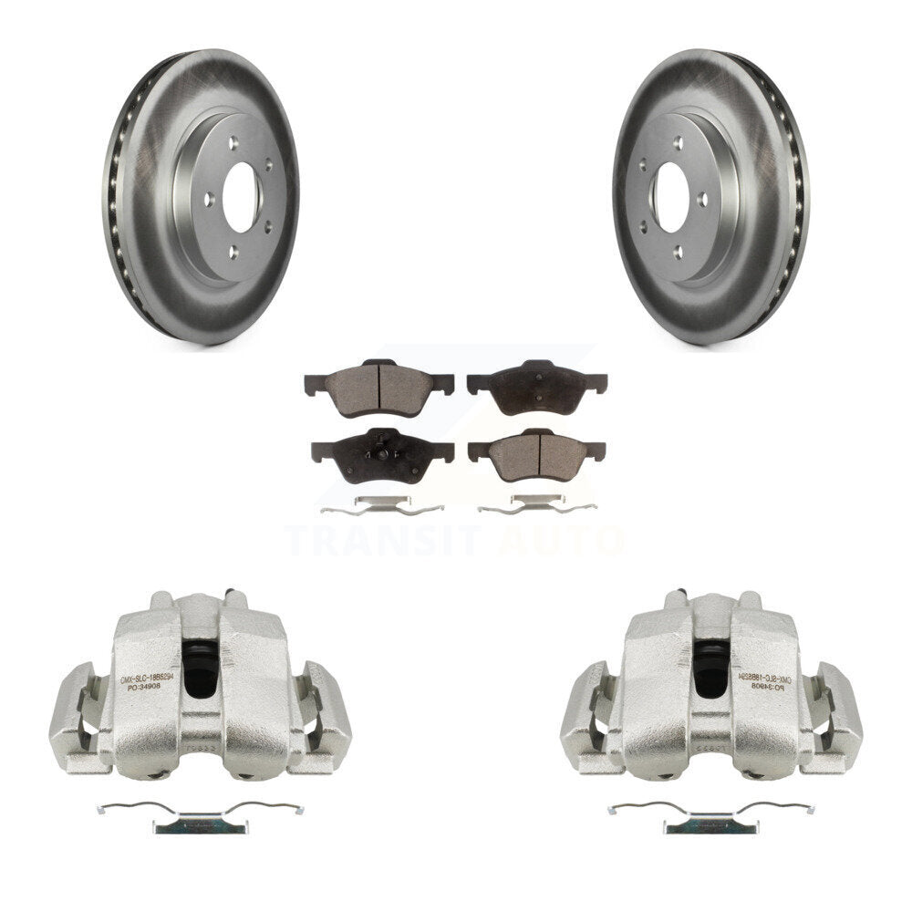 Front Disc Brake Caliper Coat Rotors And Ceramic Pad Kit For Ford Escape Mercury Mariner KCG-100596T