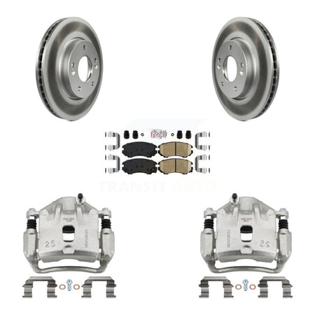 Front Disc Brake Caliper Coated Rotors And Ceramic Pads Kit For 2010-2011 Kia Soul 2.0L KCG-100597N