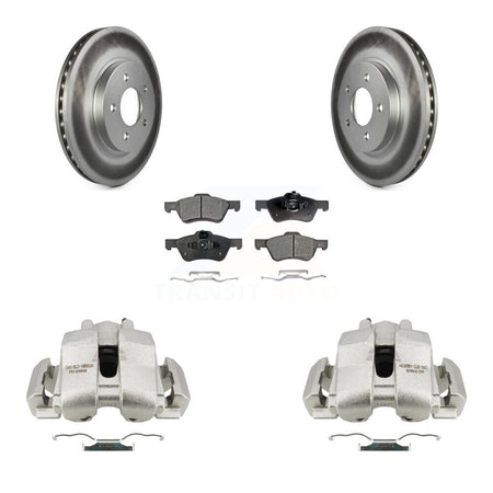 Front Disc Brake Caliper Coated Rotors And Ceramic Pad Kit For Ford Escape Mazda Tribute KCG-100597T