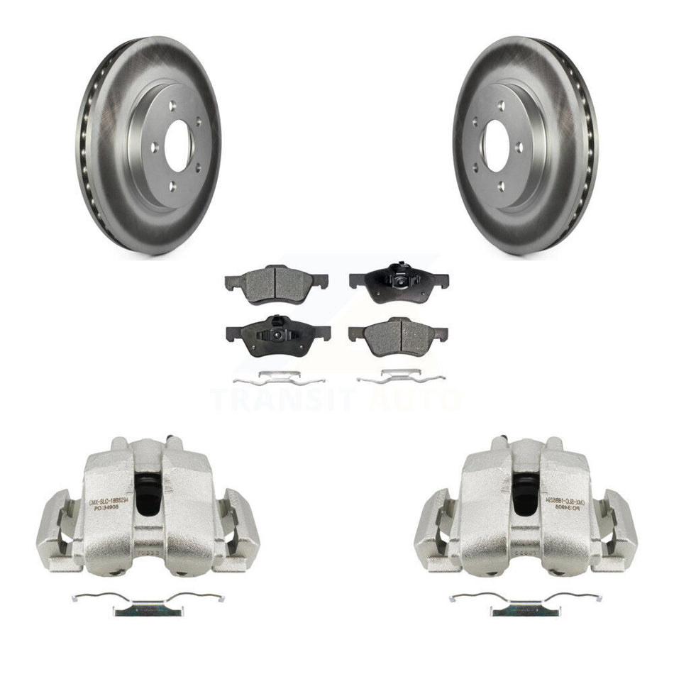 Front Disc Brake Caliper Coated Rotors And Ceramic Pad Kit For Ford Escape Mazda Tribute KCG-100597T