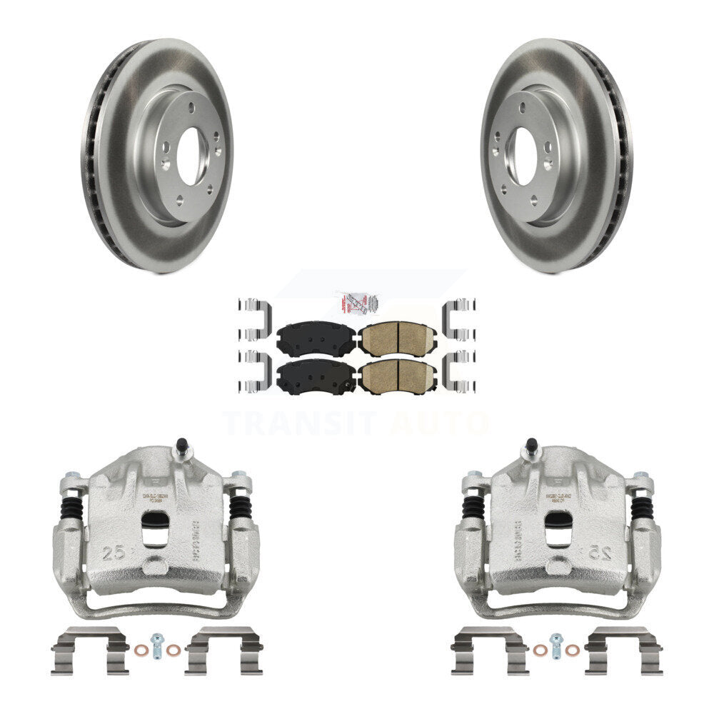 Front Disc Brake Caliper Coated Rotors And Ceramic Pads Kit For 2010-2011 Kia Soul 2.0L KCG-100598N