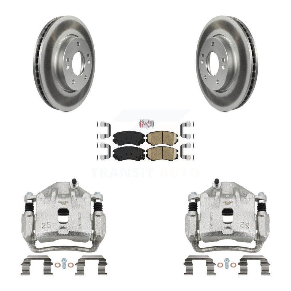 Front Disc Brake Caliper Coated Rotors And Ceramic Pads Kit For 2010-2011 Kia Soul 2.0L KCG-100598N