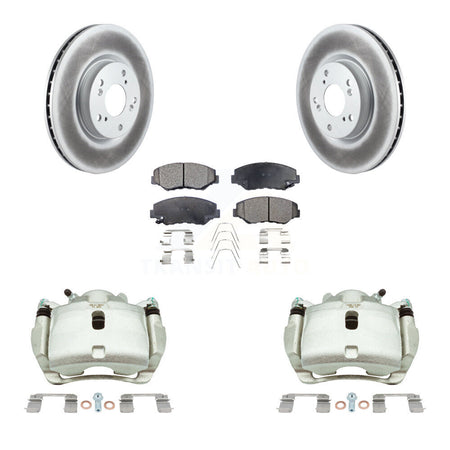Front Disc Brake Caliper Coated Rotor And Semi-Metallic Pad Kit For 2005-2006 Honda CR-V KCG-100599P