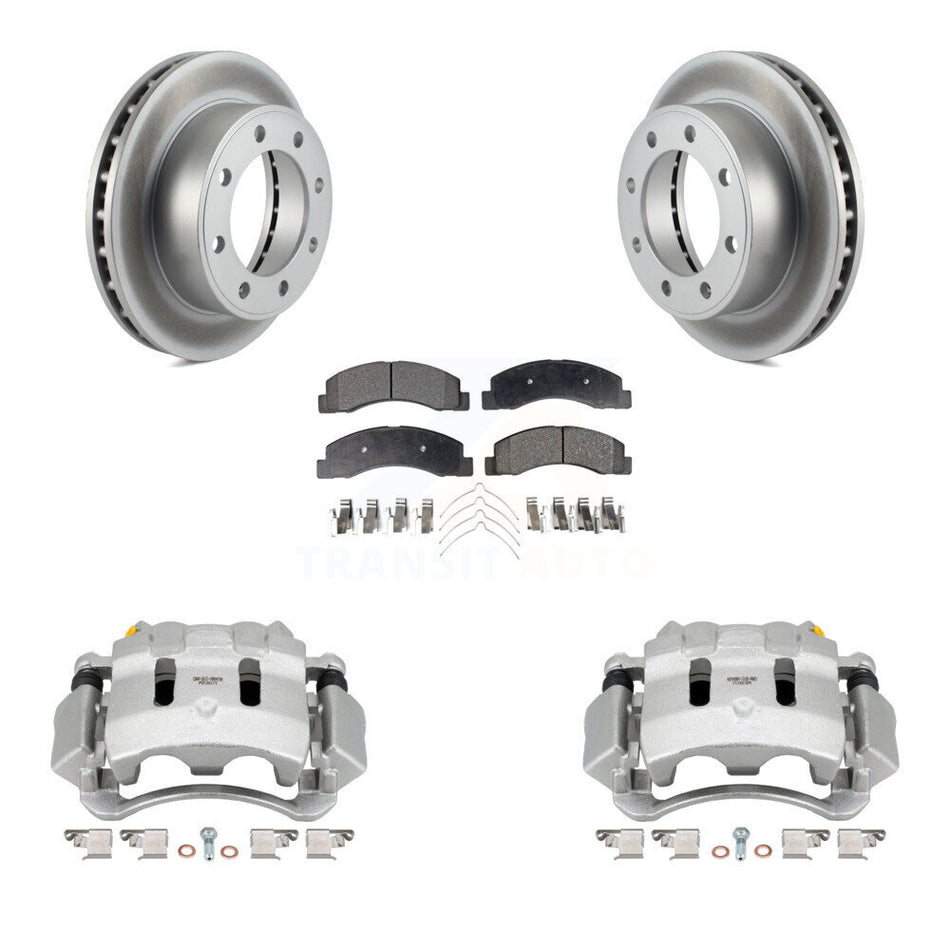 Front Brake Caliper Coat Rotor Ceramic Pad Kit For Ford F-350 Super Duty F-250 Excursion KCG-100600T