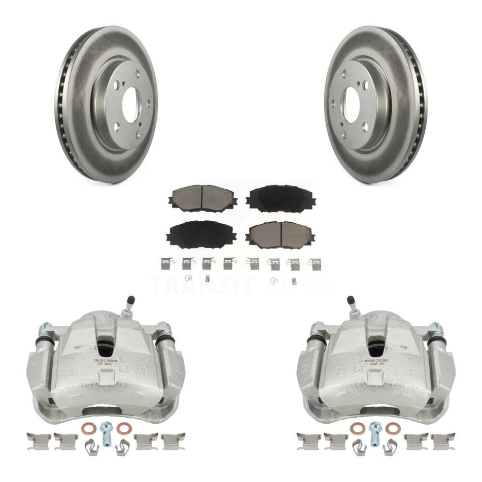 Front Disc Brake Caliper Coated Rotors And Ceramic Pads Kit For 2014-2015 Toyota RAV4 LE KCG-100601C