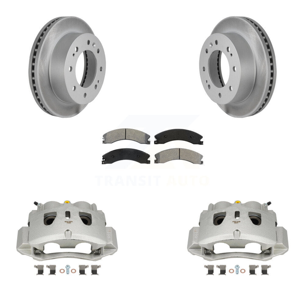Front Brake Caliper Coat Rotors & Semi-Metallic Pad Kit For GMC Chevrolet Sierra 2500 HD KCG-100605S