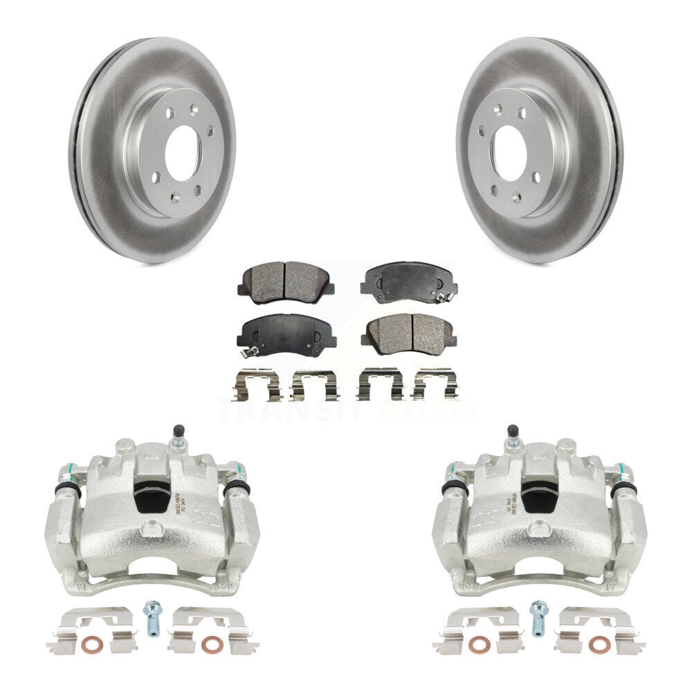 Front Disc Brake Caliper Coat Rotor And Semi-Metallic Pad Kit For Hyundai Accent Kia Rio KCG-100606P