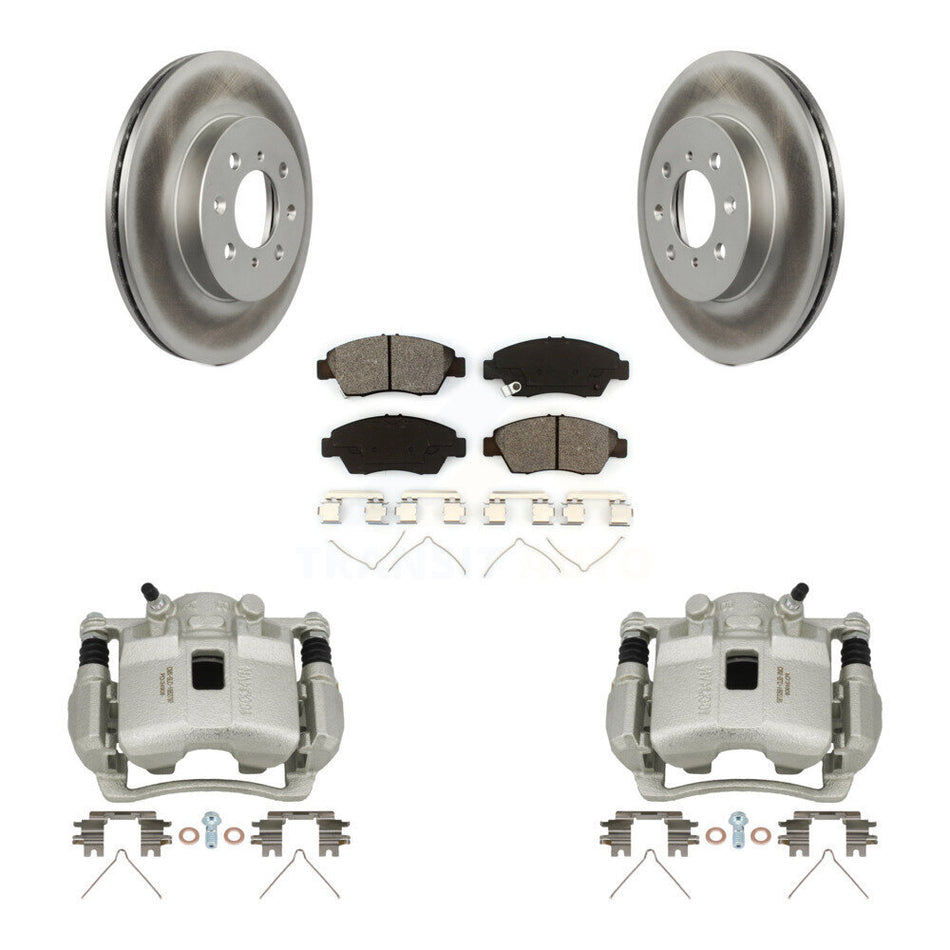 Front Disc Brake Caliper Coated Rotors And Semi-Metallic Pads Kit For Honda Civic KCG-100607S