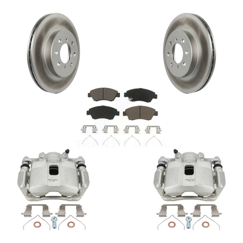 Front Disc Brake Caliper Coated Rotors And Ceramic Pads Kit For Honda Fit KCG-100611C