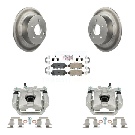 Rear Brake Caliper Coat Rotor & Ceramic Pad Kit For 07-12 Nissan Sentra SE-R Spec V KCG-100612N