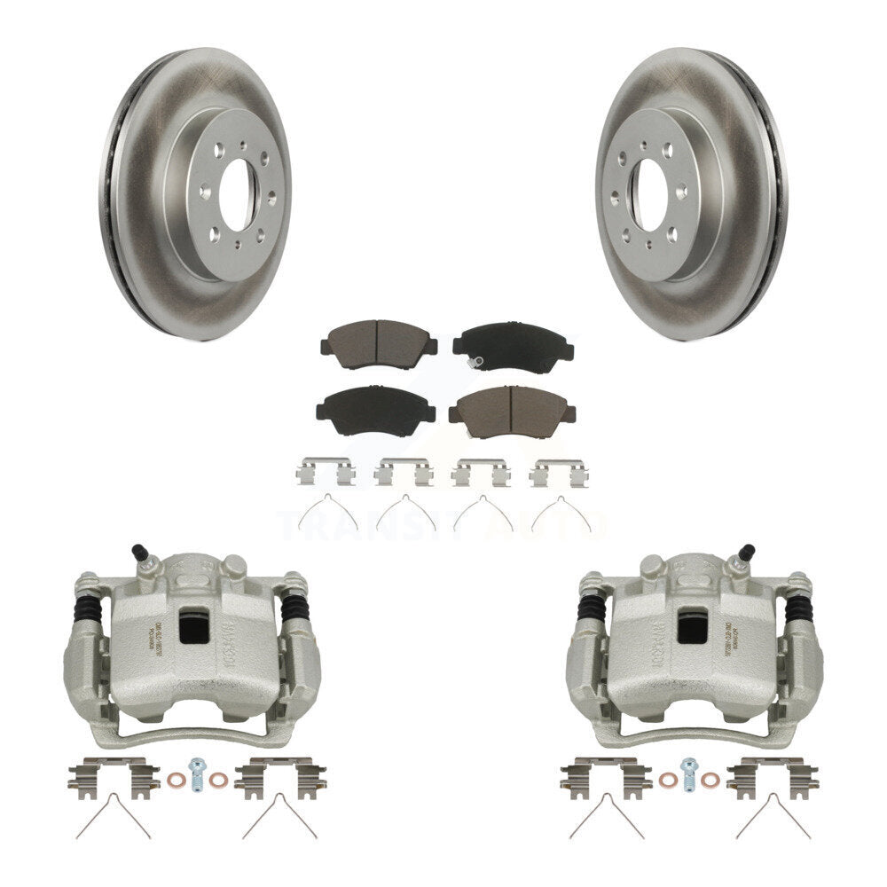 Front Disc Brake Caliper Coated Rotors And Ceramic Pads Kit For Honda Civic KCG-100614C