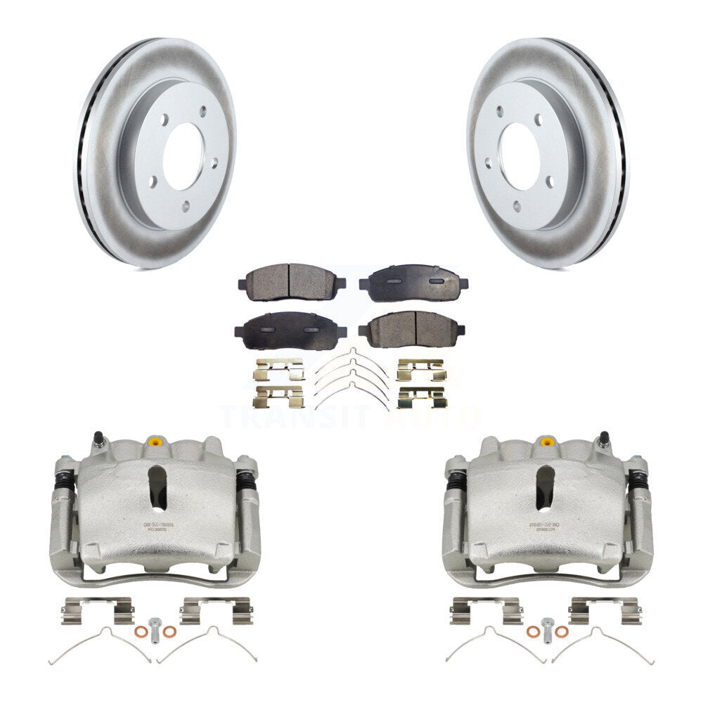 Front Brake Caliper Coat Rotor Semi-Metallic Pad Kit For 04 Ford F-150 With 5 Lug Wheels KCG-100614P