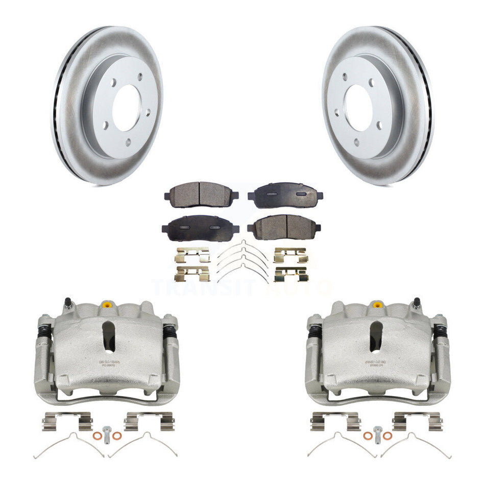 Front Brake Caliper Coat Rotor Semi-Metallic Pad Kit For 04 Ford F-150 With 5 Lug Wheels KCG-100614P