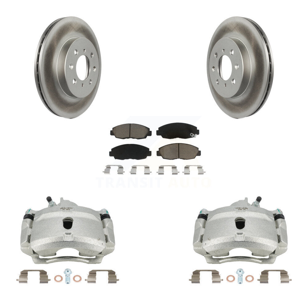 Front Disc Brake Caliper Coated Rotors And Ceramic Pads Kit For Honda Civic KCG-100615C