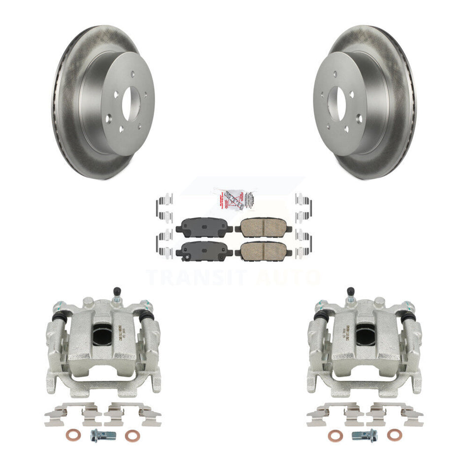 Rear Disc Brake Caliper Coated Rotors And Ceramic Pads Kit For 2009-2012 INFINITI FX35 KCG-100615N