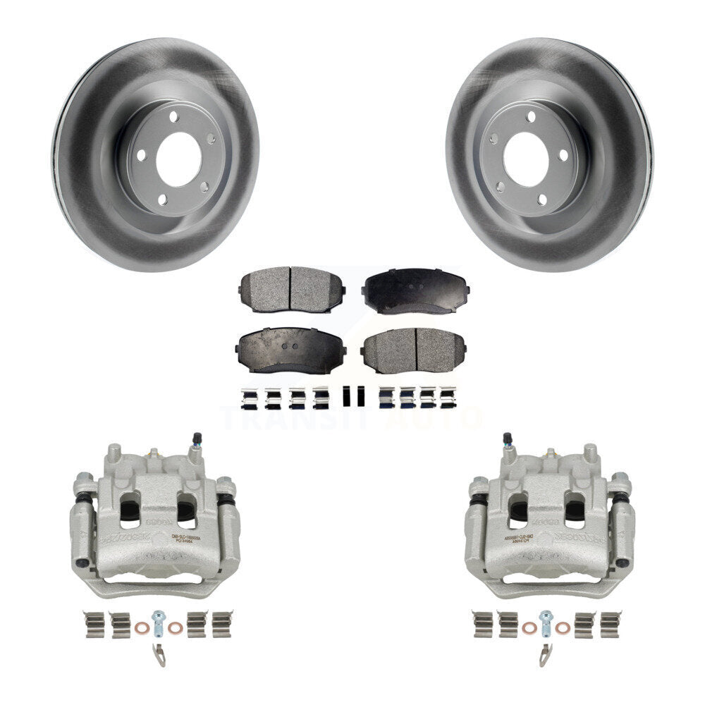 Front Disc Brake Caliper Coat Rotors And Semi-Metallic Pad Kit For Ford Edge Lincoln MKX KCG-100616P