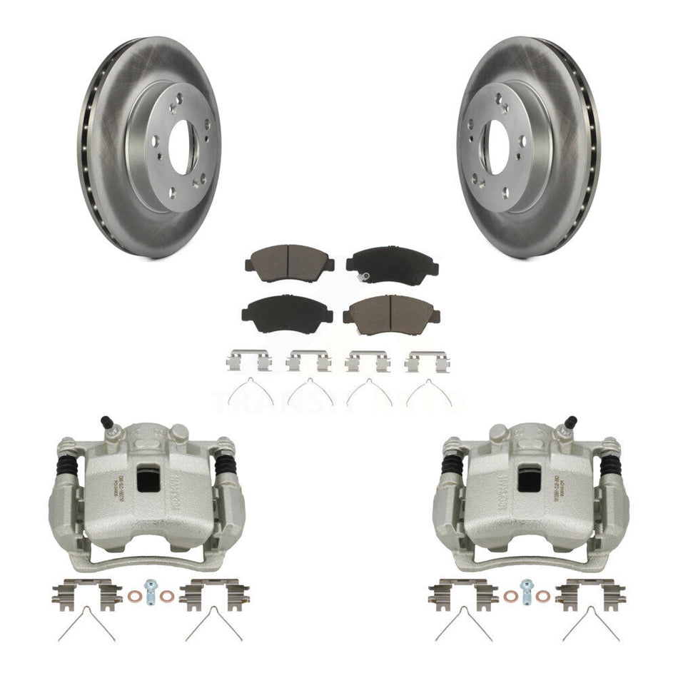 Front Disc Brake Caliper Coated Rotors And Ceramic Pads Kit For Honda Civic Acura RSX KCG-100617C
