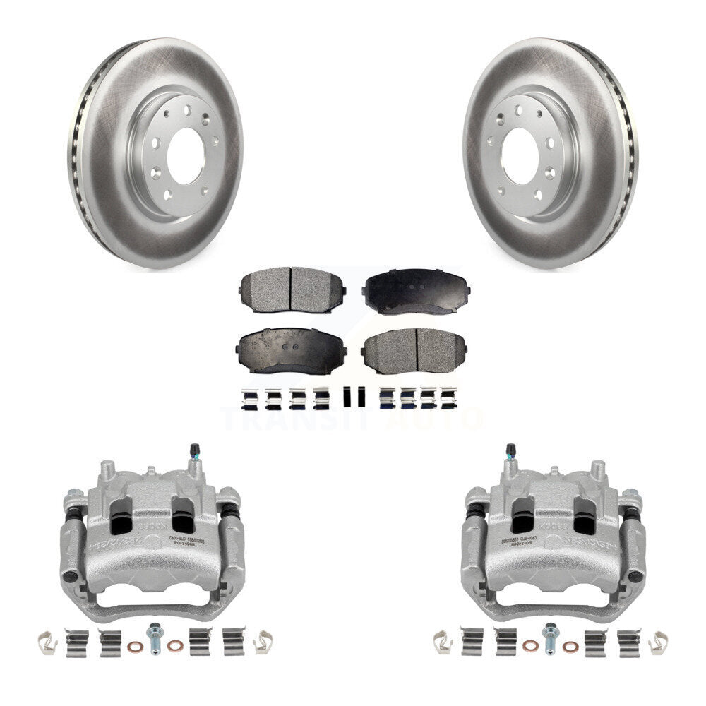 Front Disc Brake Caliper Coated Rotor And Semi-Metallic Pad Kit For Mazda CX-7 Ford Edge KCG-100617P