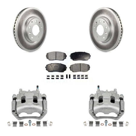 Front Disc Brake Caliper Coated Rotor And Semi-Metallic Pad Kit For Mazda CX-7 Ford Edge KCG-100617P