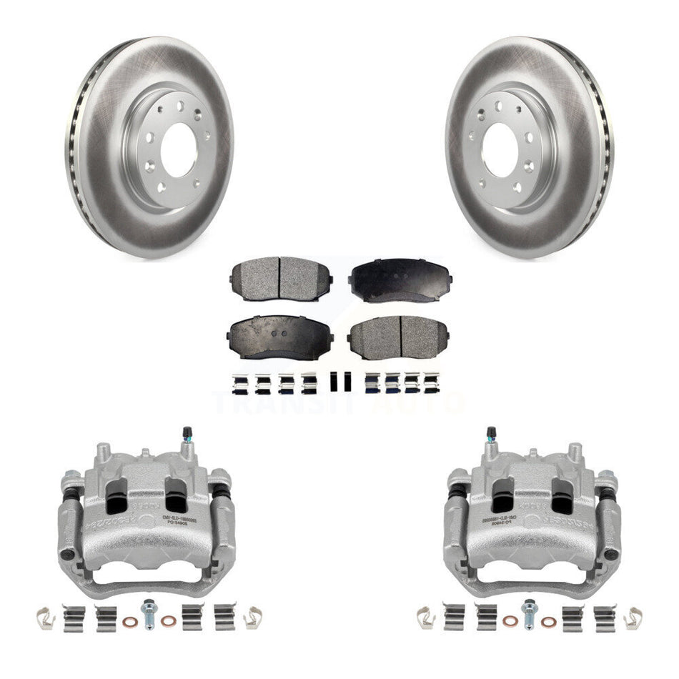 Front Disc Brake Caliper Coated Rotor And Semi-Metallic Pad Kit For Mazda CX-7 Ford Edge KCG-100617P