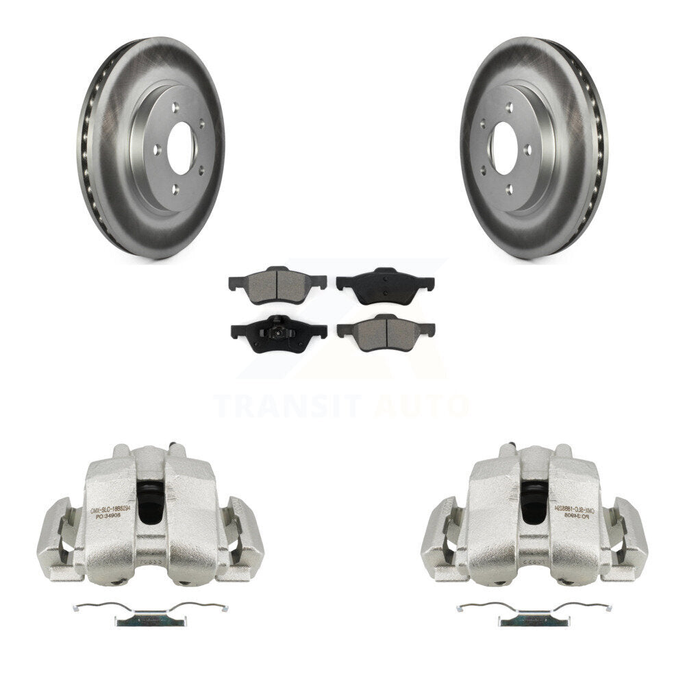 Front Disc Brake Caliper Coat Rotors Semi-Metallic Pad Kit For Ford Escape Mazda Tribute KCG-100617S